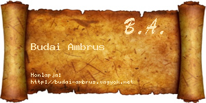 Budai Ambrus névjegykártya